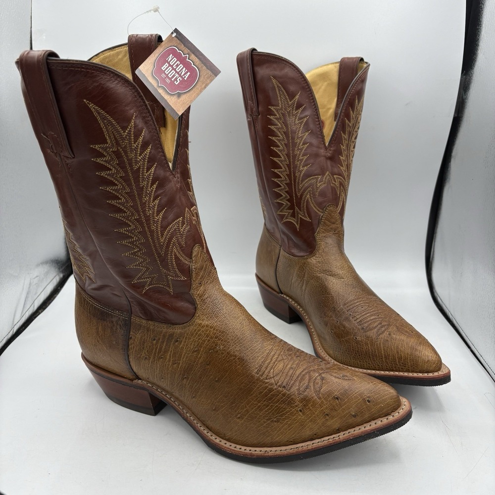 Nocona Boots Mens Size 11 EEE Ostrich Leather Western Cowboy Brown 7092315303